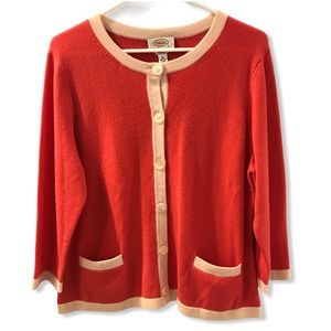 Talbots Petite Pure Cashmere Orange Cardigan